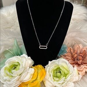 Diamond Micro Pave Accent Circle Silver Pendant Necklace NEW!